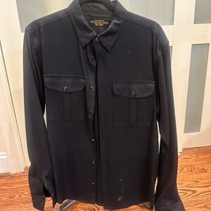 All Saints Navy Blue Casual Button Down Shirt